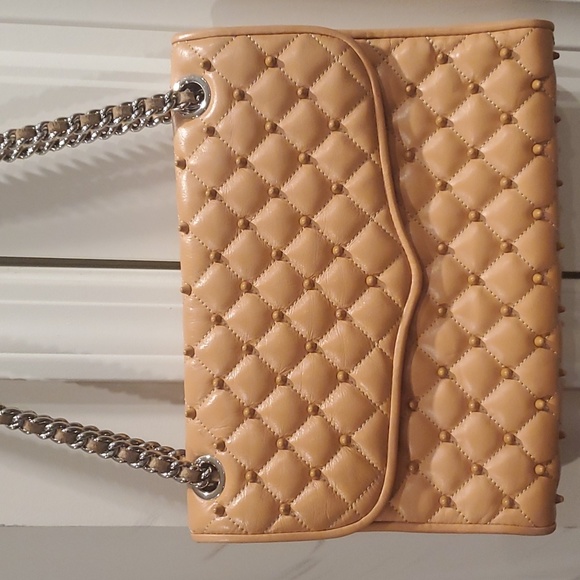 Rebecca Minkoff nude quilted leather spikes medium chain convertible crossbody - Picture 4 of 14
